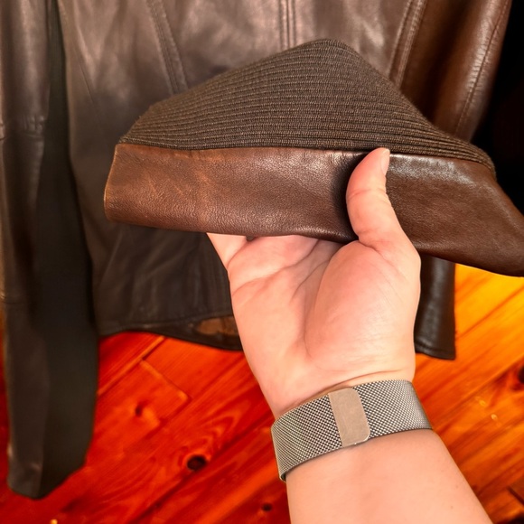 Andrew Marc Brown Leather Motorcycle Jacket Size Medium - Picture 6 of 8